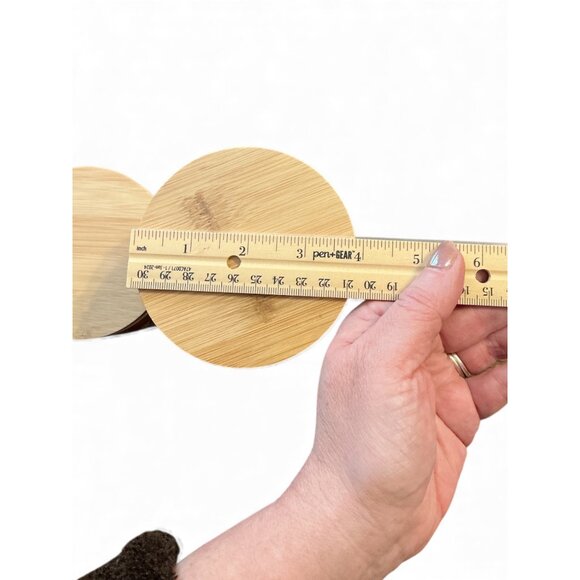 Floral Print Ceramic Canister Set With Bamboo Lids - Large 6.25" & Small 3.5" - - Picture 3 of 9